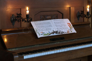 Hiddensee  Deutschland  weihnachtliches Musizieren am geschmueckten Klavier