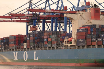 Hamburg  Deutschland  Containerschiff MOL am Container Terminal Burchardkai