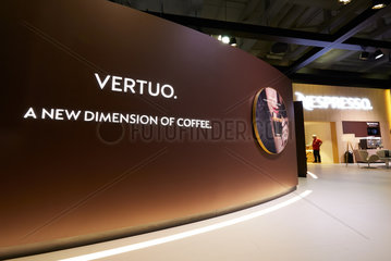 Berlin  Deutschland - NESPRESSO stellt die Produktneuheit VERTOU im Segment Kapsel-Kaffe am Messestand auf der IFA 2018 vor.