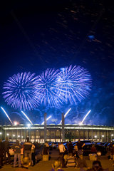 Berlin  Deutschland  Feuerwerk ueber dem Olympiastadion