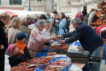 Sineu  Mallorca  Spanien  Obstverkauf auf dem Wochenmarkt