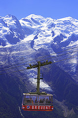 France  Haute Savoie ( 74 )  Chamonix  the cable car of Brevent in front of mont Blanc mountain