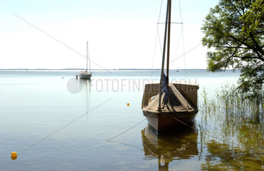 Neustrelitz  Deutschland  Boote auf einem See im Mueritz-Nationalpark