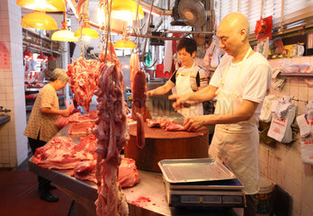 Macau  China  Fleischstand auf einem Markt