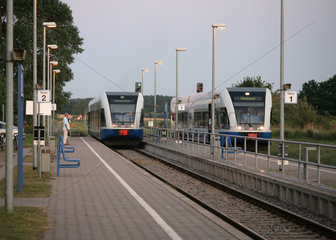 Koserow  Deutschland  der Bahnhof von Koserow mit Nahverkehrszuegen