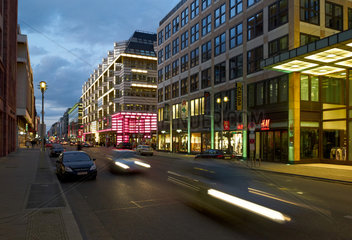 Berlin  Deutschland  die Friedrichstrasse in Mitte am Abend