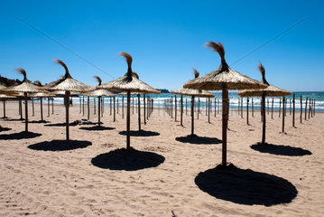 Peguera  Mallorca  Spanien  Sonnenschirme am Strand