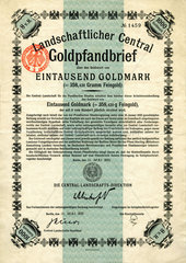 historischer Goldpfandbrief  1925
