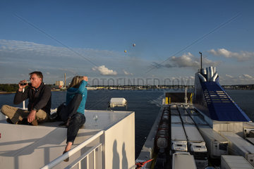 Kiel  Deutschland  mit der Faehre von DFDS Seaways auf dem Weg zur Ostsee