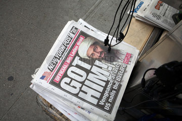 New York City  USA  Schlagzeile zum Tod Osama Bin Ladens auf der New York Post