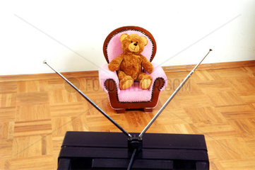 Teddybaer fernsehen Stuhl Antenne