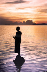 woman with sunset