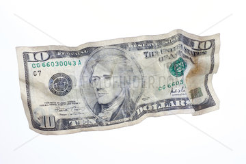 Berlin  Deutschland  zerknitterter US-Dollarschein