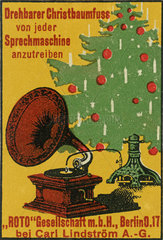 Drehbarer Christbaumstaender  angetrieben durch ein Grammophon  Werbung  1909