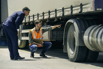 Examining lorry