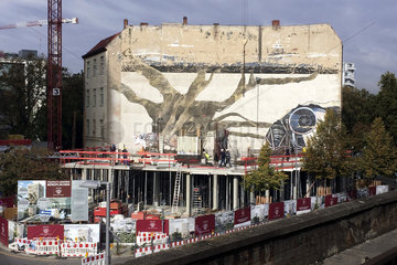 Wandgemaelde Weltbaum - aelteste Fassadenbild Berlins verschwindet
