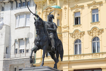 Zagreb  Kroatien  das Denkmal des Nationalhelden Ban Jelacic auf dem Jelacic-Platz