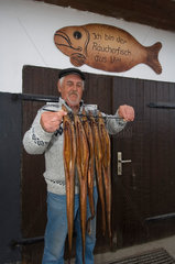 Vitt  Deutschland  frischer Raeucheraal einer Fischraeucherei in Vitt