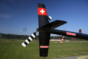 Beromuenster  Schweiz  Heckrotor und Seitenleitwerk eines Hubschraubers