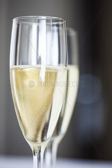 Close-up of champagne flutes
