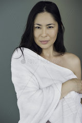 Woman wrapped in towel  portrait