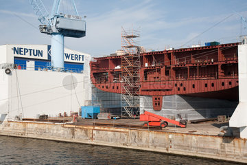 Warnemuende  Deutschland  ein Schiff auf dem Trockendock der Neptun Werft