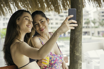 Women posing together for selfie
