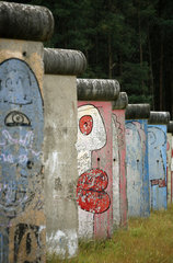 Sosnowka  Polen  Stuecke der Berliner Mauer mit Motiven von Thierry Noir