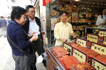 Macau  China  Verkauf von getrocknetem Fleisch