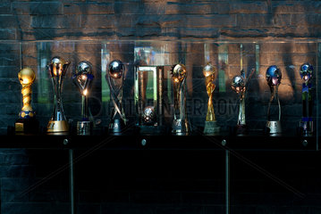 Zuerich  Schweiz  die Kopien aller Fussball-Pokale im Home of Fifa