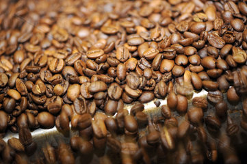 Berlin  Deutschland  geroestete Kaffeebohnen in einer Roestanlage im Kraft Foods Werk