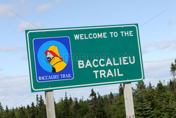 Dildo  Kanada  Hinweisschild fuer den Baccalieu Trail