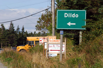Dildo  Kanada  Hinweisschild nach Dildo