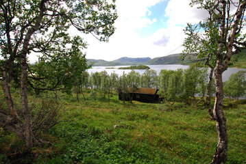 Hovden  Norwegen  Blick zum See Hartevatnet