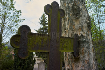 Berlin  Deutschland  Grabkreuz auf dem alten Domfriedhof der St. Hedwigsgemeinde
