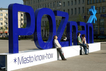 Posen  Polen  Logo einer Imagkampagne fuer Poznan als Wissens- und Wirtschaftsstandort