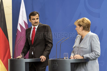 Tamin bin Hamad Al Thani + Merkel