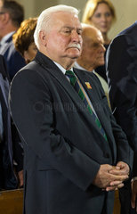Posen  Polen  Lech Walesa  ehemaliger Praesident Polens  bei einer Messe zum 60. Jahrestag des Posener Arbeiteraufstands