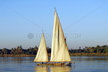 Kom Ombo  Aegypten  eine Felucke auf dem Nil