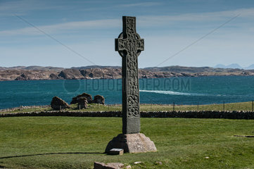 Baile Mor  Grossbritannien  das St Martins Cross auf der Klosteranlage von Iona Abbey