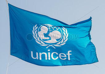 Genua  Italien  die Flagge von Unicef