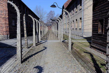 Auschwitz  Polen  Stromzaun am Konzentrationslager Auschwitz-Birkenau