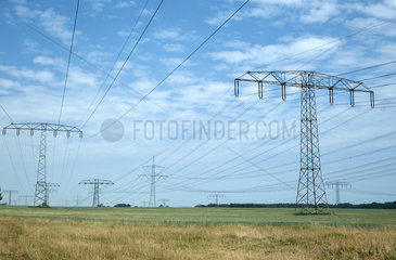 Krummensee  Deutschland  Strommasten auf einem Getreidefeld