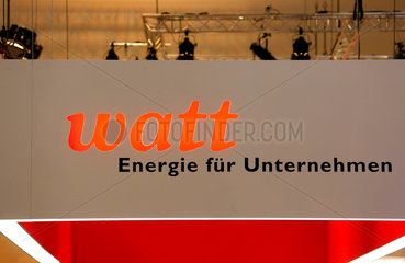 Essen  Deutschland  Firmenlogo der Watt Deutschland GmbH auf der E-world energy & water Messe