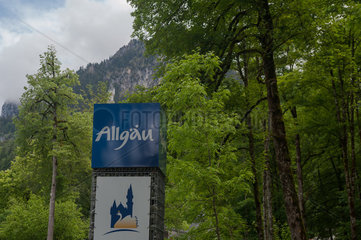 Hohenschwangau  Deutschland  Schild mit der Aufschrift Allgaeu
