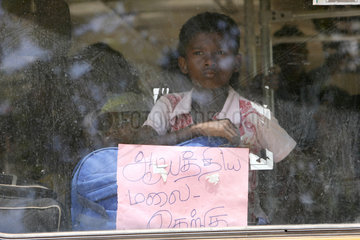Batticaloa  Sri Lanka  kleiner Junge in einem Bus