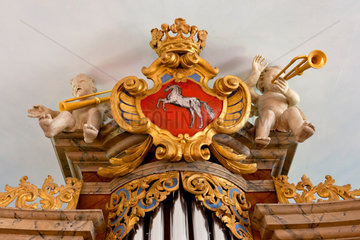 Ruehstaedt  Deutschland  Detail der Orgel in der evangelischen Dorfkirche