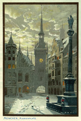 Muenchen Marienplatz 1901  Postkarte