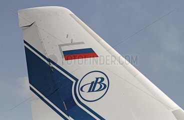 Schoenefeld  Deutschland  Heckfluegel eines Frachtflugzeuges Antonow An-124 der Fluggeselschaft Volga Dnepr