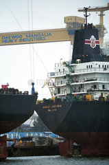 Polnisches Schiff der Flagge PZM in der Daewoo-Werft in Mangalia  Rumaenien